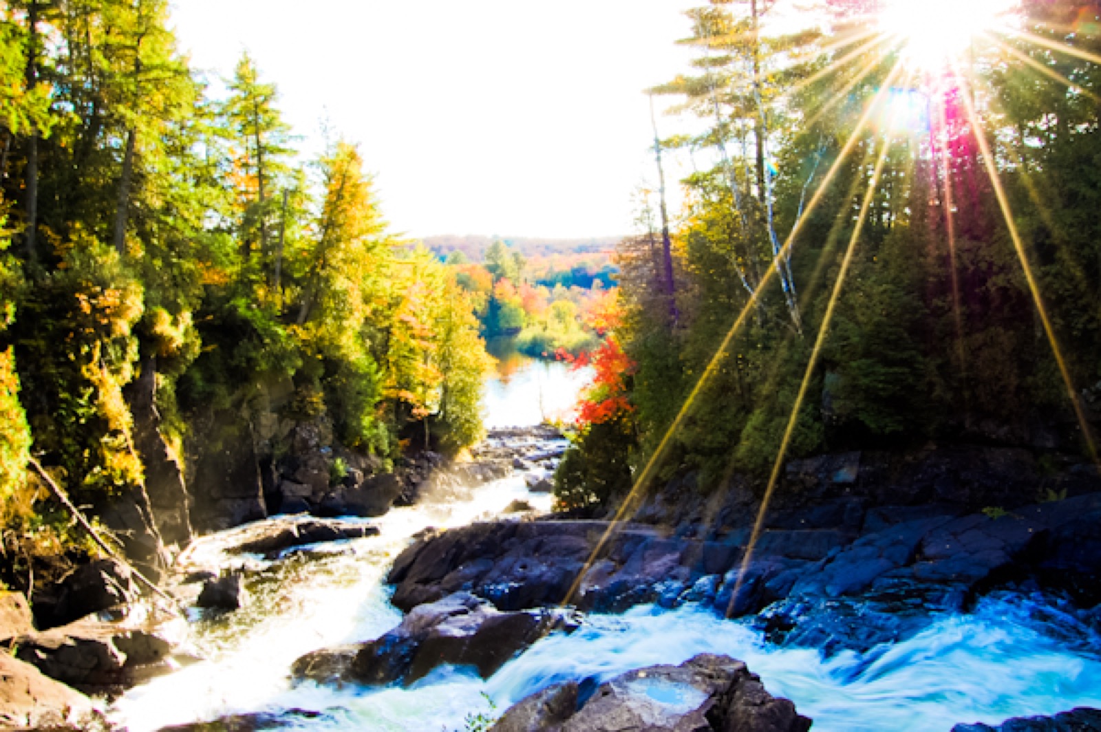 Ragged-Falls-Ontario-Algonquin-Park-sunburst-1