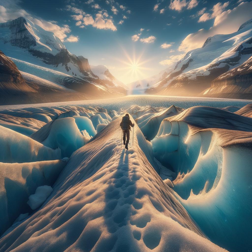 Errance sur le sommet d'un glacier aux champs de glace Columbia