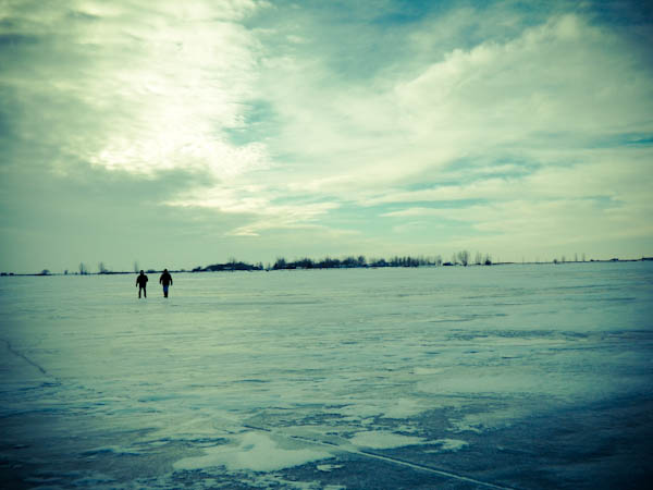 Walking on the frozen lake