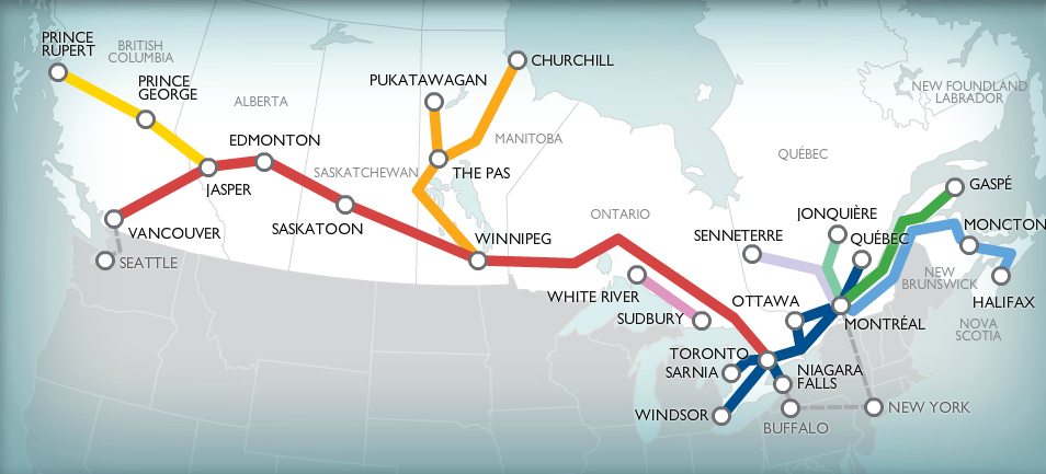 Via rail map of Canada stations